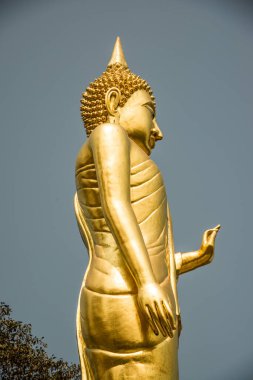 Phra 'da yürüyen altın Buda heykeli. Khao Noi tapınağı, Tayland.