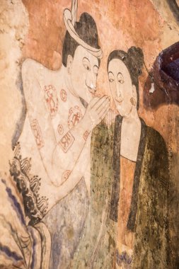 Wat Phumin, Tayland 'da antik duvar resmi.