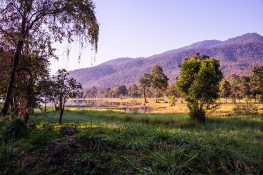 Tayland 'ın Chiangmai ilindeki Huay Tueng Tao gölünün manzara manzarası.