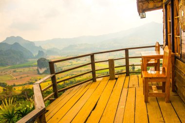 Thailand Phu Langka Ulusal Parkı 'nda Terrace ile güzel bir manzara..