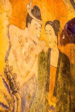 Wat Phumin, Tayland 'da antik duvar resmi.