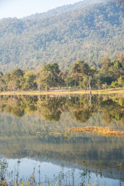 Tayland 'ın Chiangmai ilindeki Huay Tueng Tao gölünün manzara manzarası.