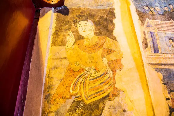 Ancient mural painting at Wat Phumin, Thailand.