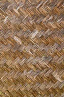 Örülmüş bambu duvarının arka planı, Tayland.