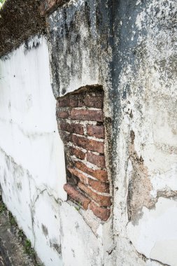 Tayland 'daki eski tuğla duvarın arka planı.