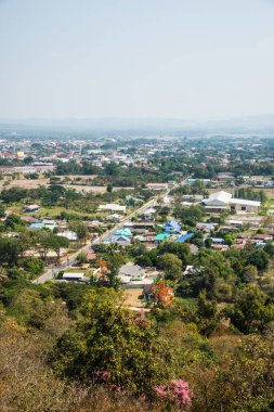 Nan şehrinin kuş bakışı manzarası, Tayland.