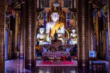 CHIANG MAI, THAILAND - April 10, 2020 : White Buddha Statue or Luang Pho Khao in Chiang Mai Province, Thailand.
