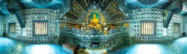 CHIANG MAI, THAILAND - April 15, 2020 : Panorama of Silver Church in Wat Sri Suphan (Silver Temple), Mai Province.