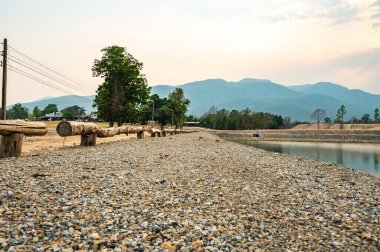 Reservoir with mountain view in Chiang Mai province, Thailand.