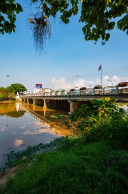 CHIANG MAI, THAILAND - May 6, 2020 : Ping River and Nawarat Bridge in Chiang Mai Province, Thailand.