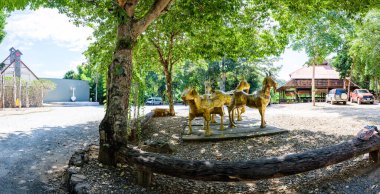 NAN, THAILAND - November 5, 2020 : Panorama View of Nan Riverside Art Gallery in Tha Wang Pha District, Thailand.