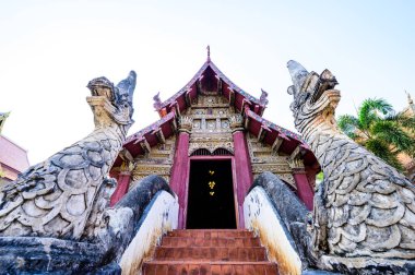 CHIANG MAI, THAILAND - March 21, 2021 : Beautiful Old Church in Wat Hang Dong, Chiangmai Province.