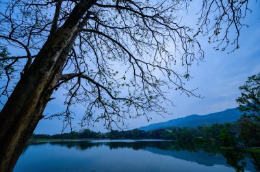 Ang Kaew Reservoir in Chiangmai Province at Evening, Thailand.