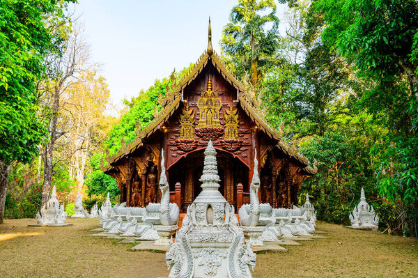 Lanna Style Church of Wat Luang Khun Win in Chiangmai Province, Thailand.