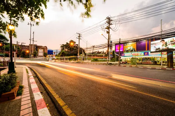 CHIANG MAI, THAILAND - April 13, 2021 : Evening Street at Hua Lin Corner in Chiangmai Province during Songkran Festival, Thailand.