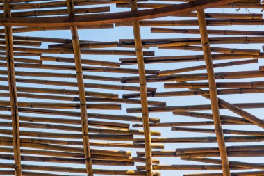 Bambu rendeliyor mavi gökyüzü, Tayland.