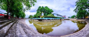 PHAYAO, THAILAND - August 14, 2020 : Panoramic view of canal in Chiang Kham district, Phayao province.