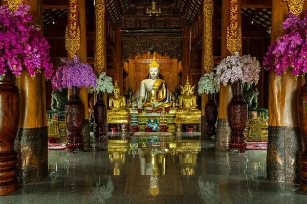 White Buddha statue in Ban Den temple, Chiang Mai province.