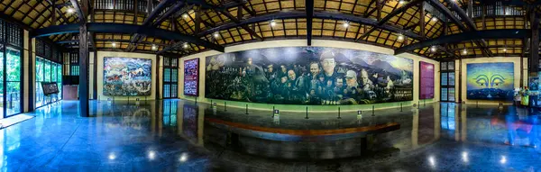 CHIANG RAI, THAILAND - July 18, 2020 : Panorama view of memorial pavilion in Thamluang Khunnam Nangnon National Park, Chiang Rai province.