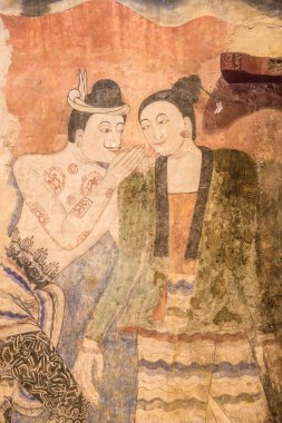 Wat Phumin, Tayland 'da antik duvar resmi.