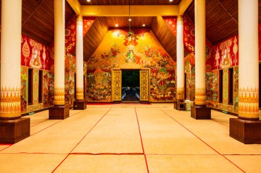 PHAYAO, THAILAND - July 19, 2020 : Beautiful Thai style church of Si Khom Kham Temple, Phayao province.