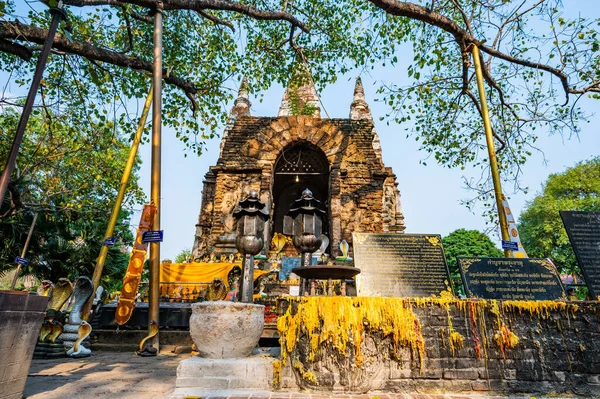 stock image Ancient pagoda in Chet Yod temple, Chiang Mai province.