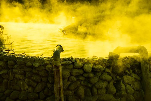 Hot water from underground at Sankamphaeng hot spring, Thailand.