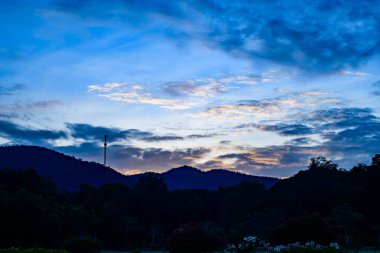 Mountain View with Sunset Sky at Chiang Mai Province, Thailand.