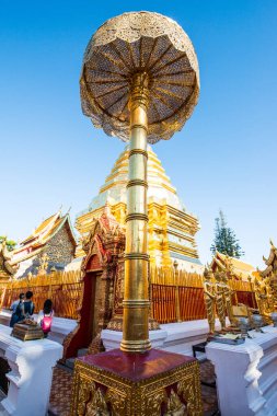 Wat Phrathat Doi Suthep tapınağının manzarası Chiang Mai, Tayland.