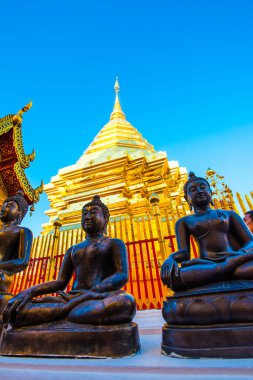 Wat Phrathat Doi Suthep tapınağının manzarası Chiang Mai, Tayland.