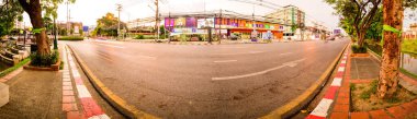 CHIANG MAI, THAILAND - April 13, 2021 : Panorama View of Street at Hua Lin Corner in Chiangmai Province during Songkran Festival, Thailand.