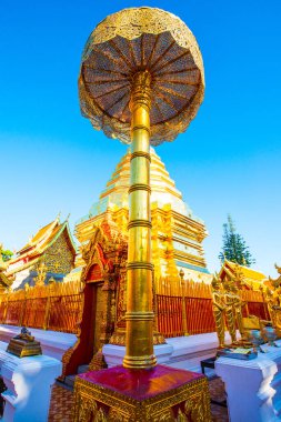 Wat Phrathat Doi Suthep tapınağının manzarası Chiang Mai, Tayland.
