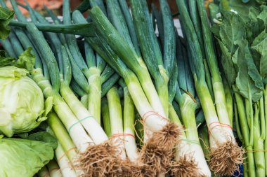 Taze Japon soğanı satışta, Tayland.