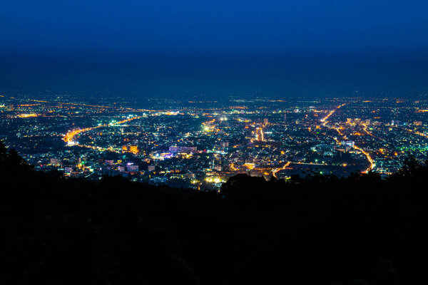 Night view of Chiangmai province,Thailand.