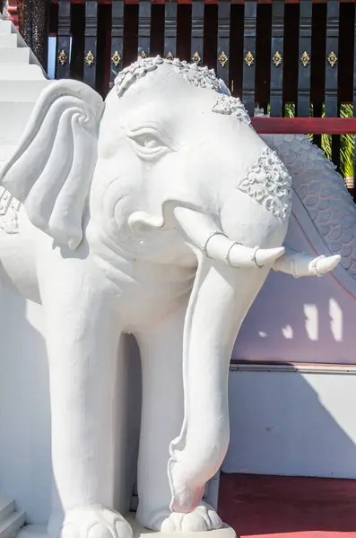 White elephant statue in public park, Thailand.