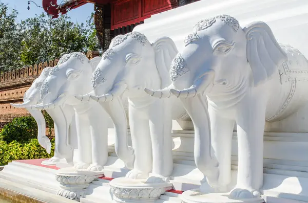 White elephant statue in public park, Thailand.