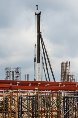 Tayland 'da inşaat alanında yapı iskelesi..