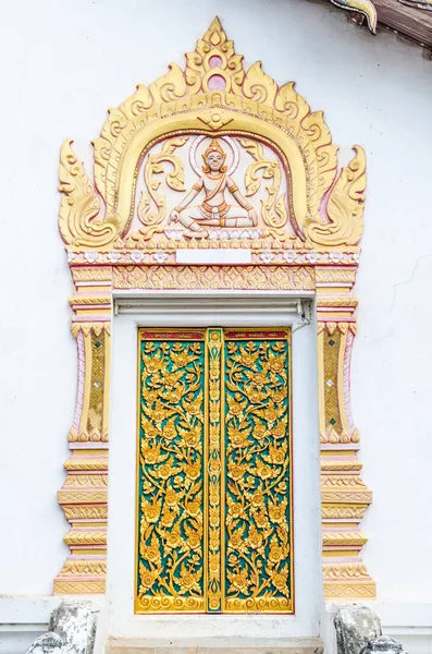 Thai style door frame at temple, Thailand.