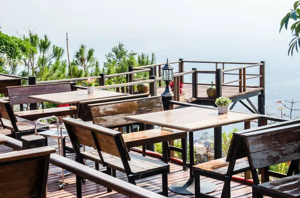 Dining table set with good view on mountain, Thailand