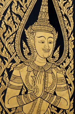 Tapınağın duvarında Tayland sanatı