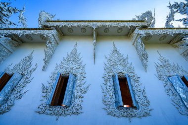 Beautiful White Church in Rong Khun Temple, Chiang Rai Province.