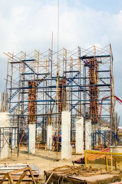 Tayland 'da inşaat alanında yapı iskelesi..