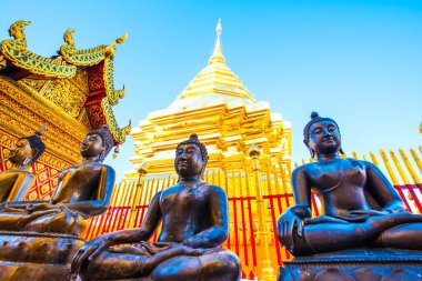 Wat Phrathat Doi Suthep tapınağının manzarası Chiang Mai, Tayland.