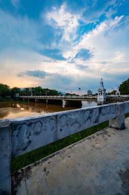 CHIANG MAI, THAILAND - May 6, 2020 : Ping River and Nawarat Bridge in Chiang Mai Province, Thailand.
