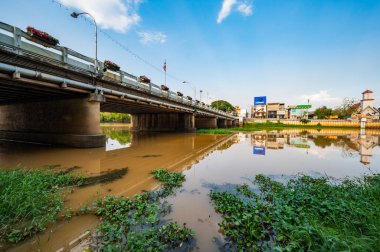 CHIANG MAI, THAILAND - May 6, 2020 : Ping River and Nawarat Bridge in Chiang Mai Province, Thailand.