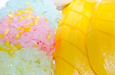 Sarı mangolu glutinous pilav, Tayland usulü tatlı, Tayland