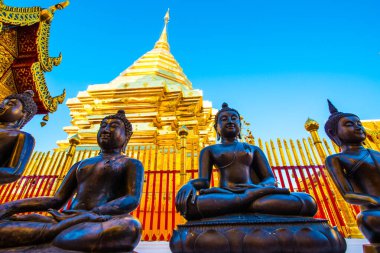 Wat Phrathat Doi Suthep tapınağının manzarası Chiang Mai, Tayland.