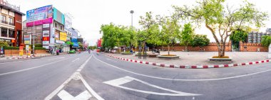 CHIANG MAI, THAILAND - April 27, 2020 :  Tha Phae Gate Intersection in Chiang Mai Province, Thailand.