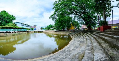 PHAYAO, THAILAND - August 14, 2020 : Panoramic view of canal in Chiang Kham district, Phayao province.
