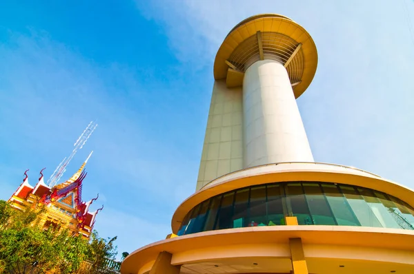 stock image Thai church and tower on mountain, Thailand.